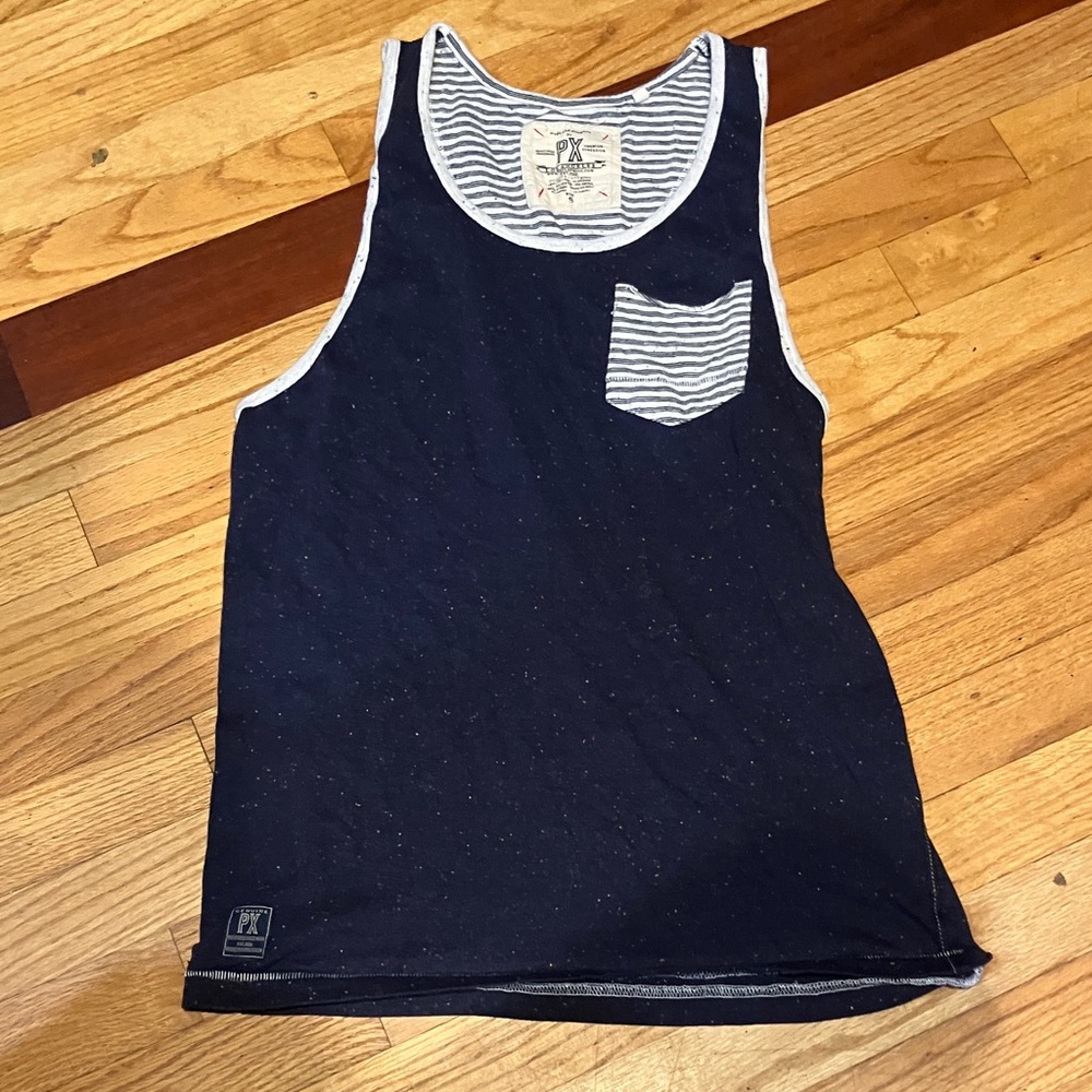 Men's Navy Striped Tank Top